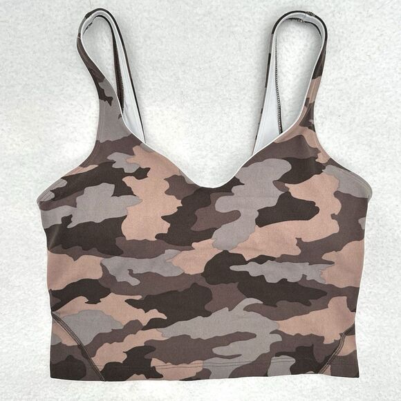 Lululemon Align Tank Cropped 6 Brown Camo Dusty Bronze Shelf Sports Bra A/B Cup - Picture 3 of 10